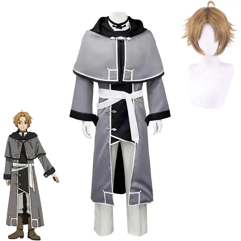 2024 Mushoku Tensei Rudeus Greyrat Cosplay Costume Jobless Reincarnation Anime Adulthood Uniform Set Cosplayer Wigs Halloween