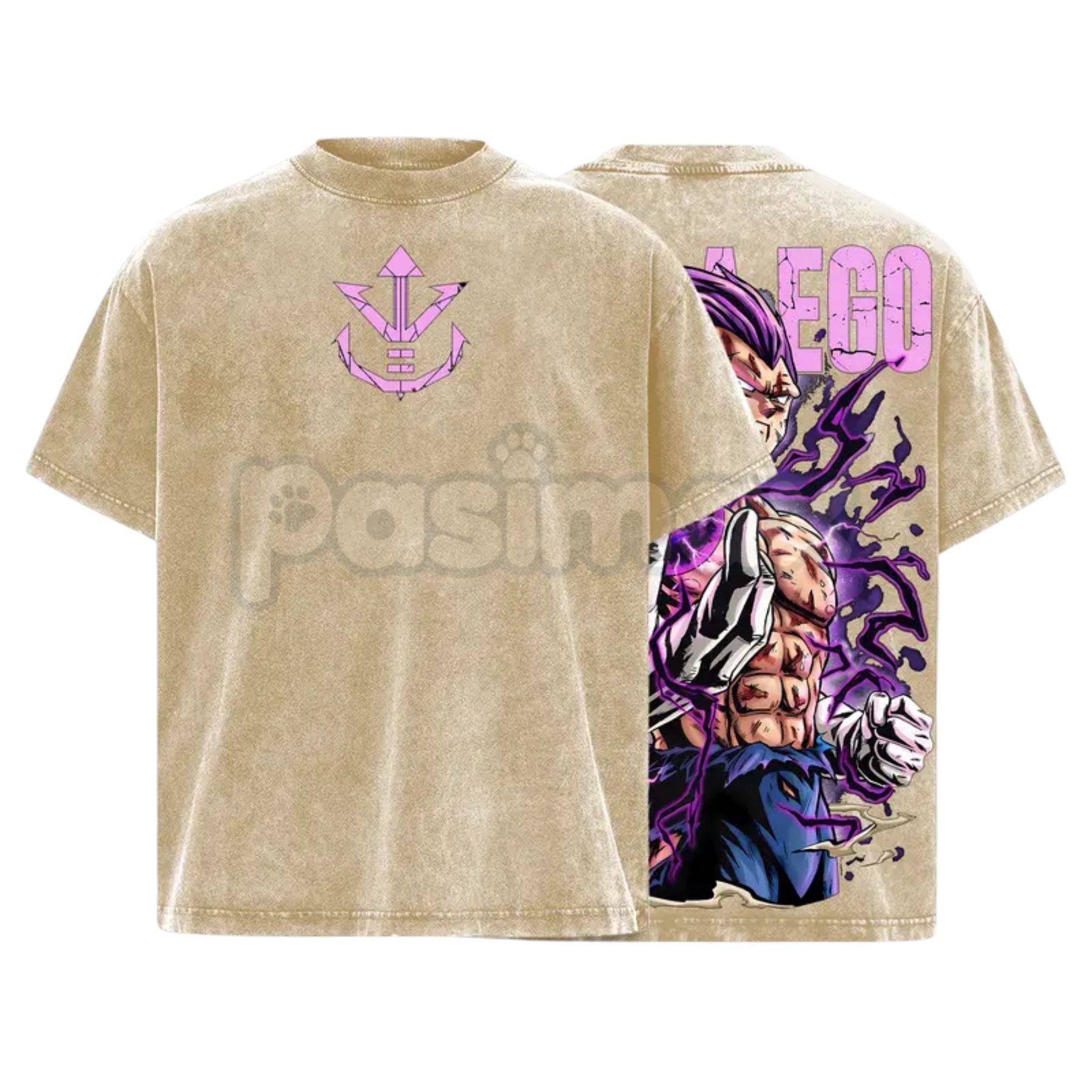 Ultra Ego Saiyan Warrior Tee – Purple Destruction Power Anime Vintage Washed Oversized Streetwear