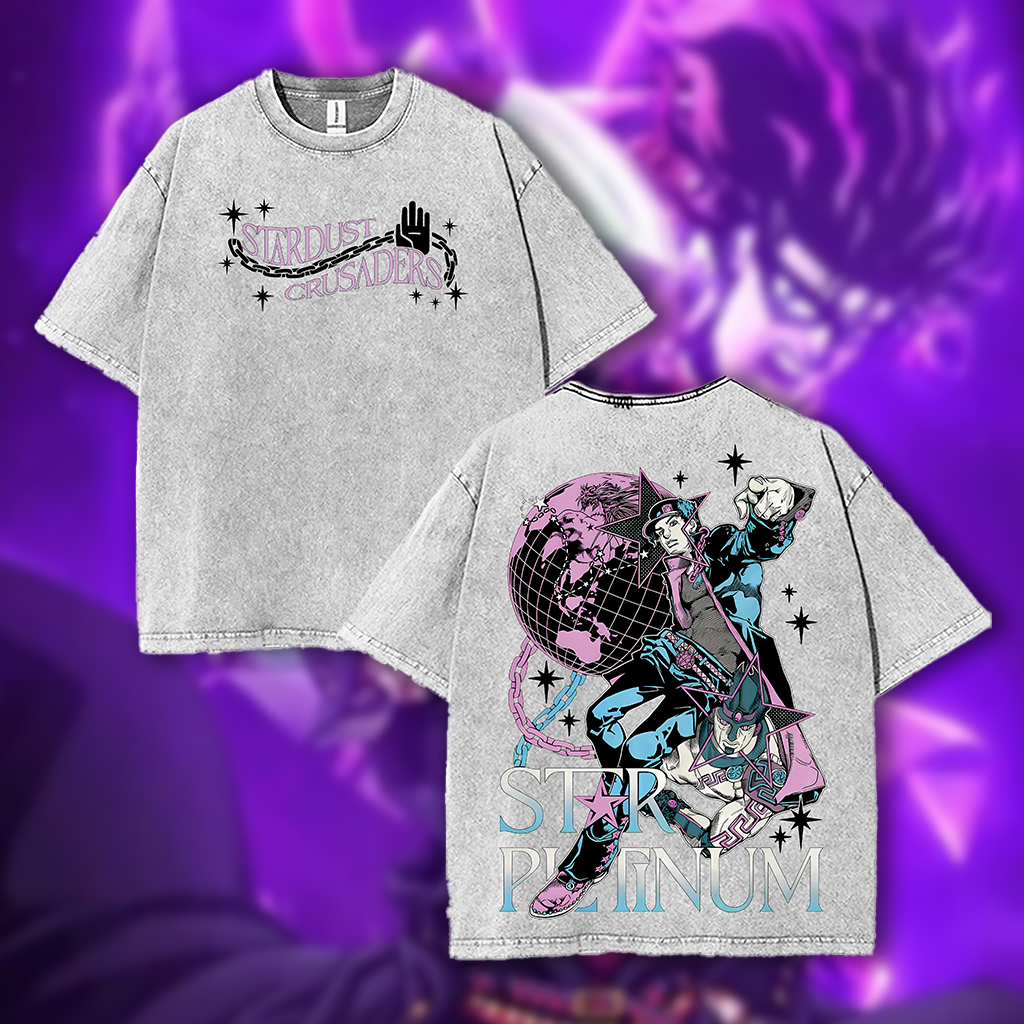 Retro Vintage Jotaro Kujo Washed Cotton T-Shirt