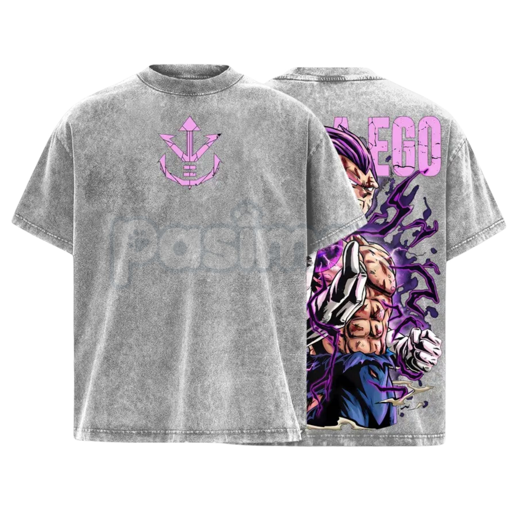Ultra Ego Saiyan Warrior Tee – Purple Destruction Power Anime Vintage Washed Oversized Streetwear