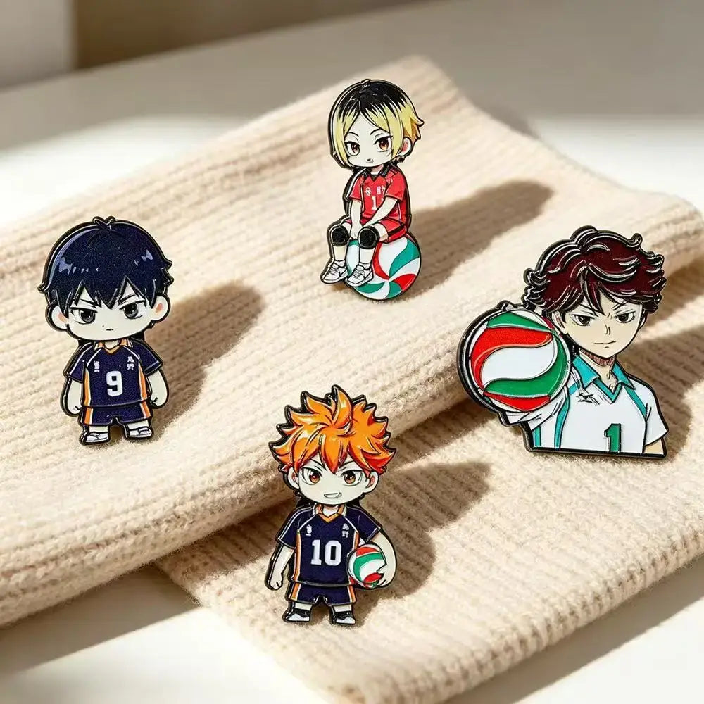 4/8pcs Cute Volleyball Enamel Pin Cartoon Anime Brooch For Coat Women's Brooches Fashion Lapel Badges Jewelry Gift for Friends