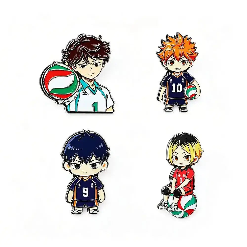 4/8pcs Cute Volleyball Enamel Pin Cartoon Anime Brooch For Coat Women's Brooches Fashion Lapel Badges Jewelry Gift for Friends