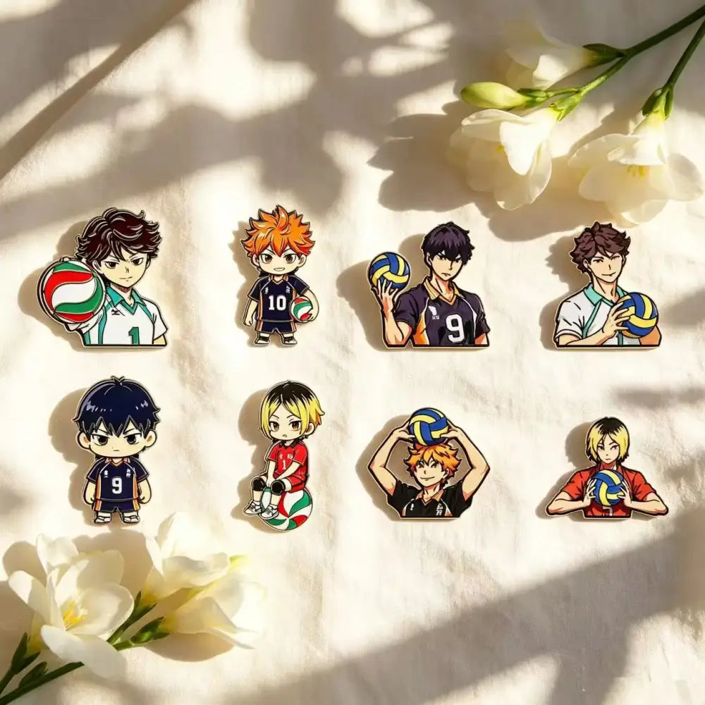 4/8pcs Cute Volleyball Enamel Pin Cartoon Anime Brooch For Coat Women's Brooches Fashion Lapel Badges Jewelry Gift for Friends