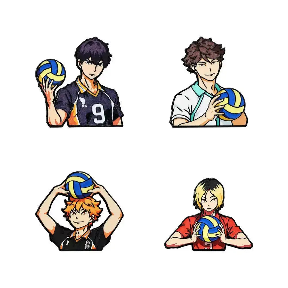 4/8pcs Cute Volleyball Enamel Pin Cartoon Anime Brooch For Coat Women's Brooches Fashion Lapel Badges Jewelry Gift for Friends