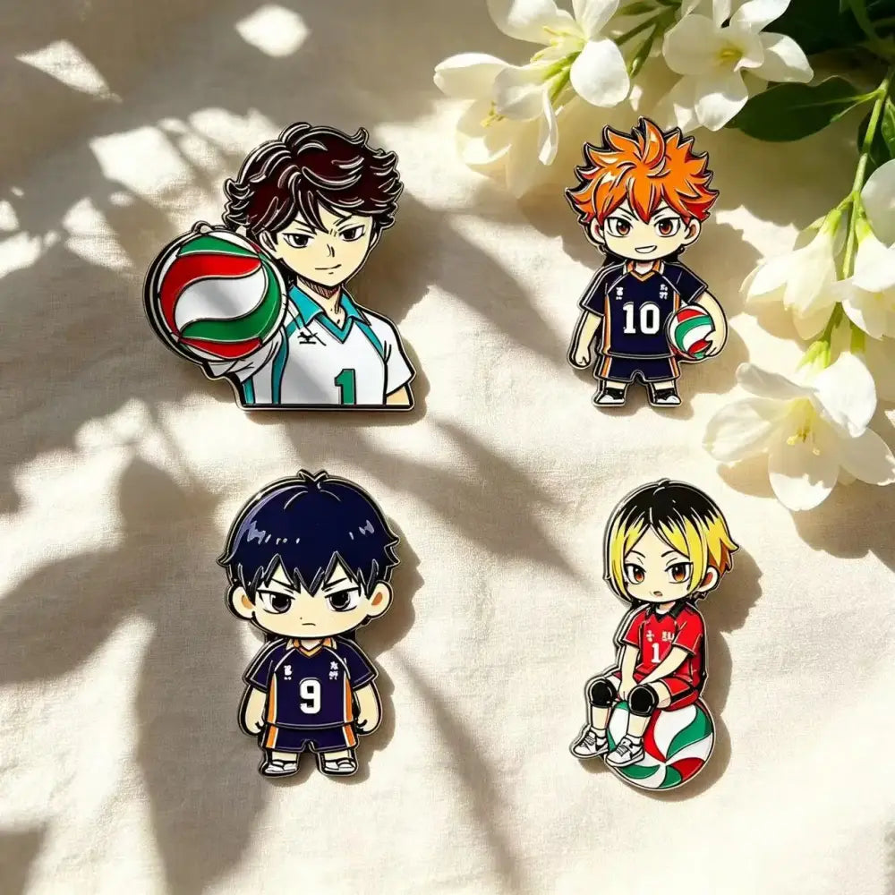 4/8pcs Cute Volleyball Enamel Pin Cartoon Anime Brooch For Coat Women's Brooches Fashion Lapel Badges Jewelry Gift for Friends