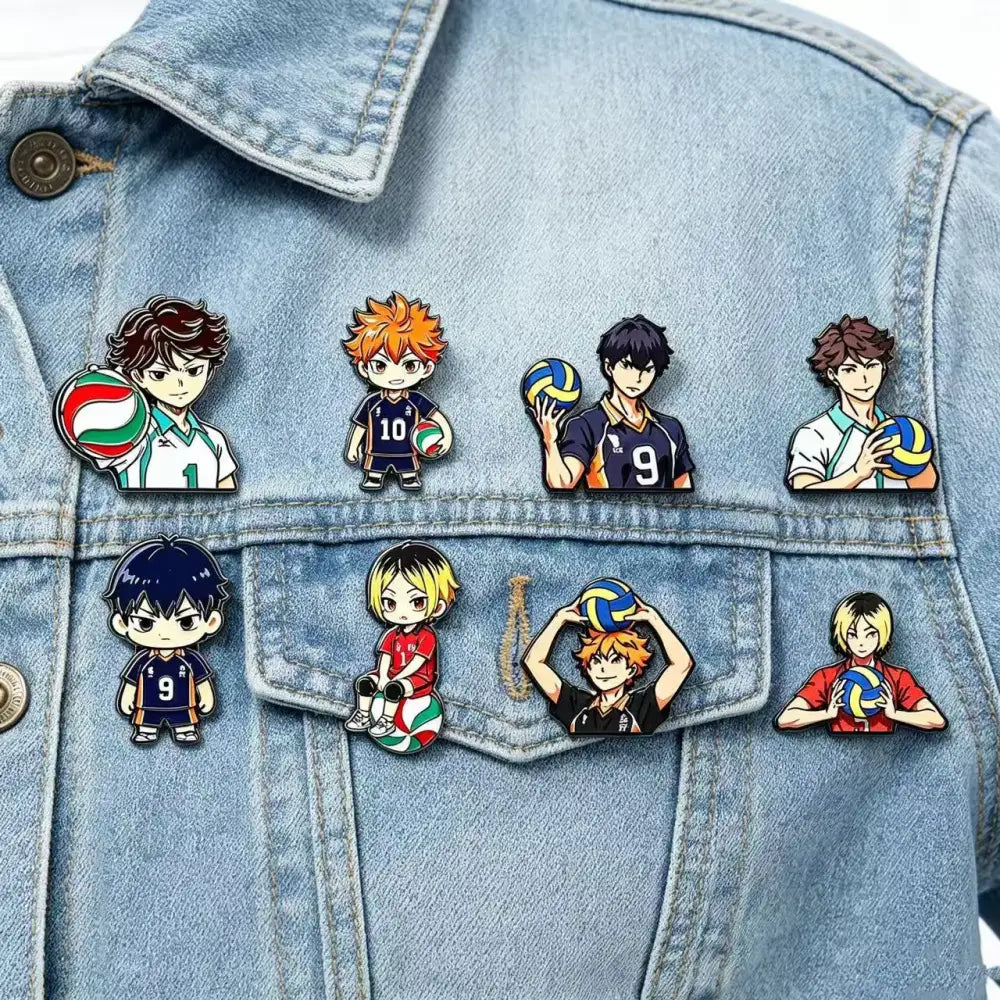 4/8pcs Cute Volleyball Enamel Pin Cartoon Anime Brooch For Coat Women's Brooches Fashion Lapel Badges Jewelry Gift for Friends