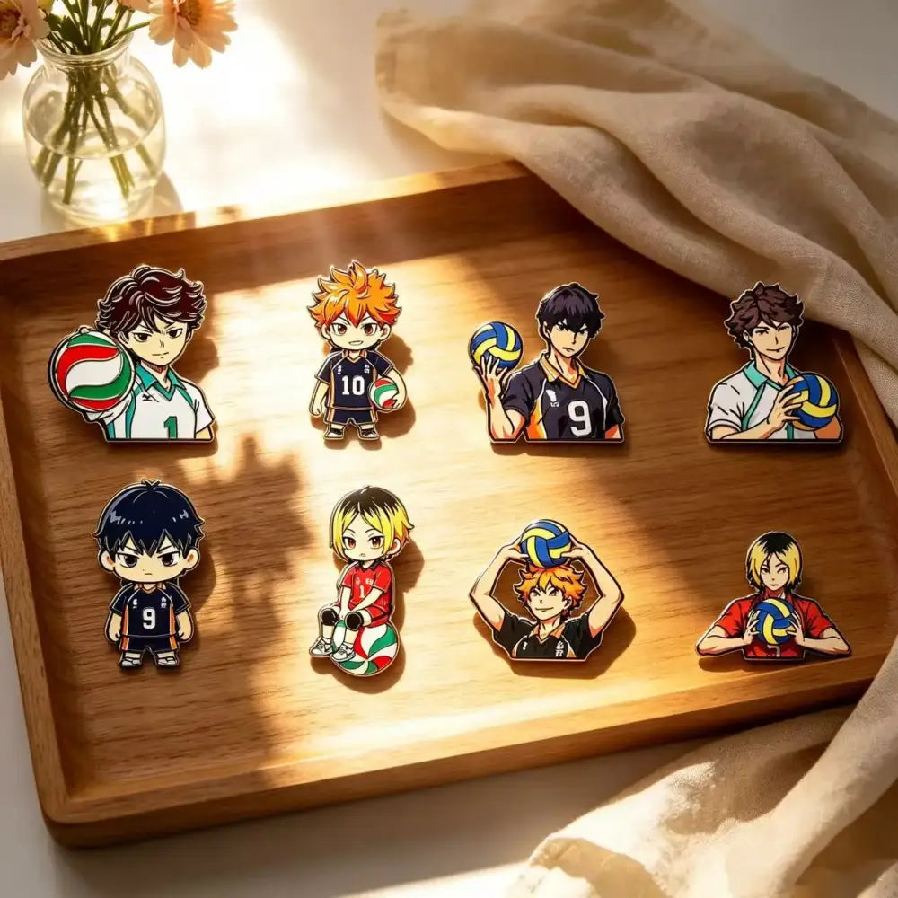 4/8pcs Cute Volleyball Enamel Pin Cartoon Anime Brooch For Coat Women's Brooches Fashion Lapel Badges Jewelry Gift for Friends