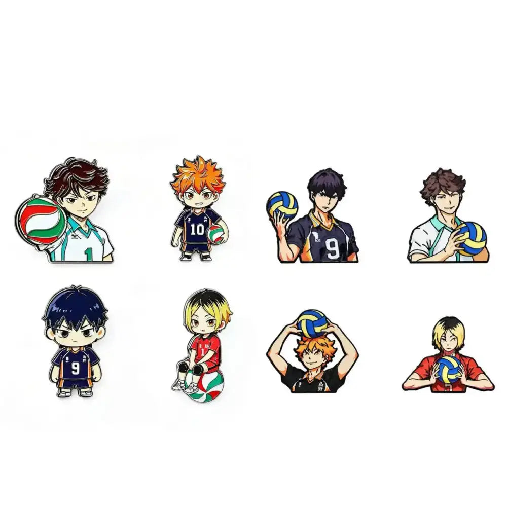 4/8pcs Cute Volleyball Enamel Pin Cartoon Anime Brooch For Coat Women's Brooches Fashion Lapel Badges Jewelry Gift for Friends