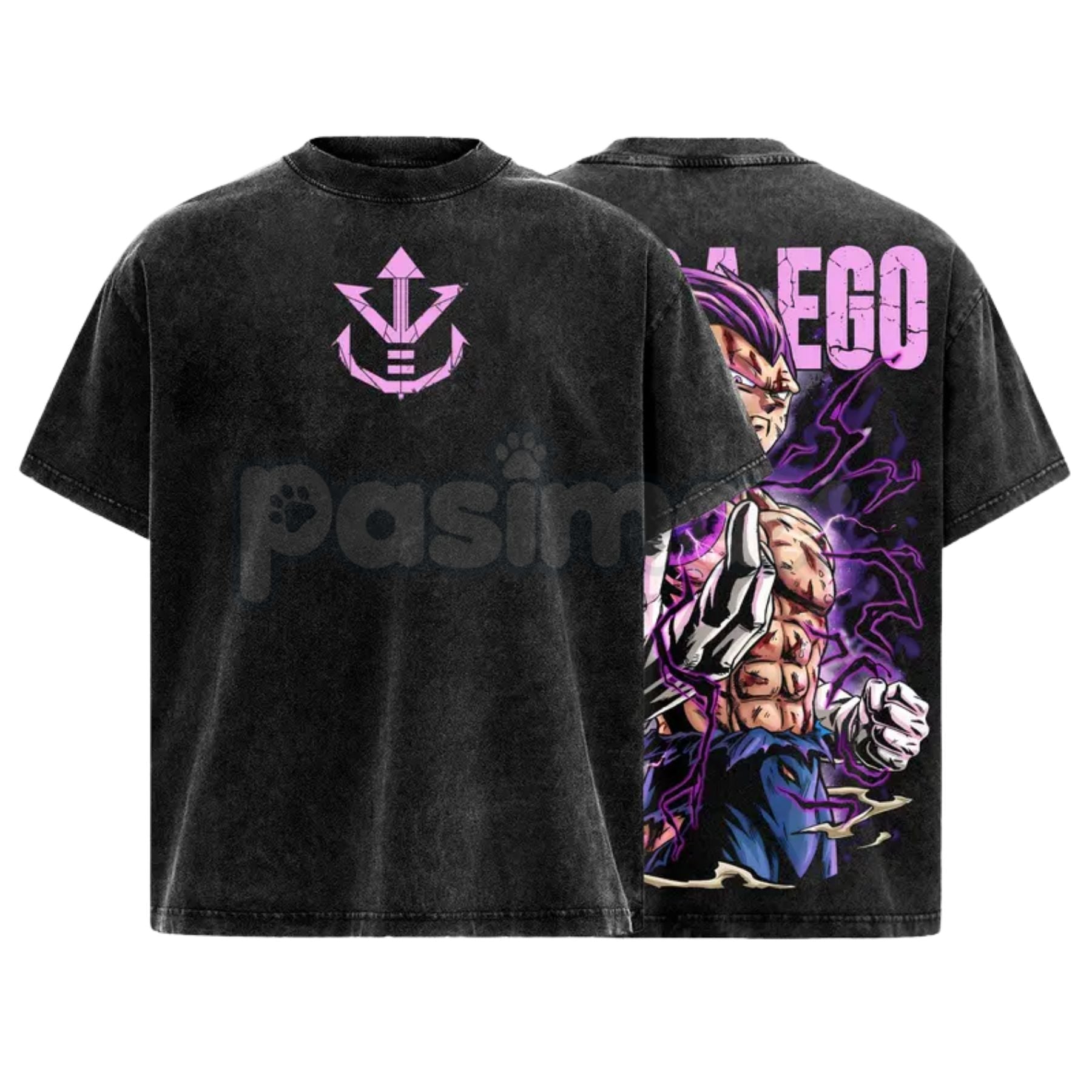 Ultra Ego Saiyan Warrior Tee – Purple Destruction Power Anime Vintage Washed Oversized Streetwear