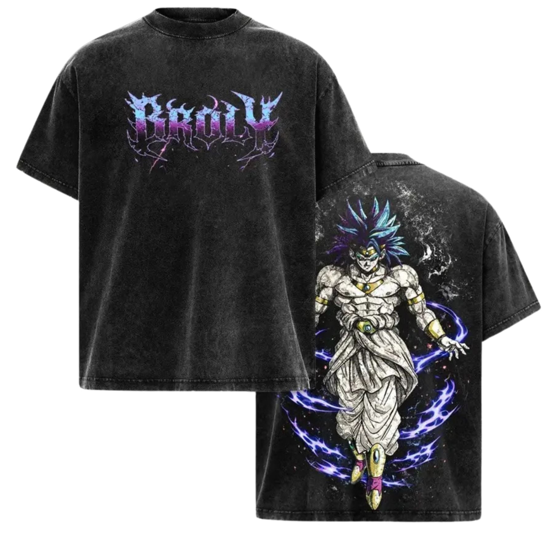 The Nightmare Warrior: Broly DBZ Washed Tee – Heavyweight Cotton Relaxed Fit Retro Anime Graphic T-Shirt