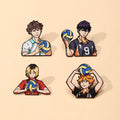 4pcs Cute Volleyball Boy Enamel Pin Cartoon Anime Brooch For Coat Women's Brooches Fashion Lapel Badges Jewelry Gift for Friends