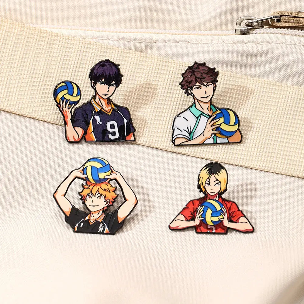 4pcs Cute Volleyball Boy Enamel Pin Cartoon Anime Brooch For Coat Women's Brooches Fashion Lapel Badges Jewelry Gift for Friends