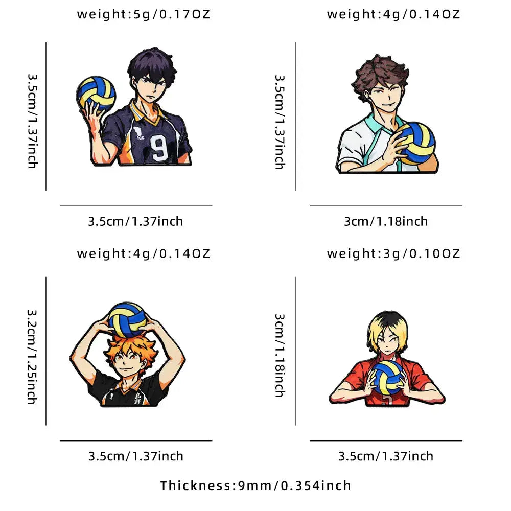 4pcs Cute Volleyball Boy Enamel Pin Cartoon Anime Brooch For Coat Women's Brooches Fashion Lapel Badges Jewelry Gift for Friends