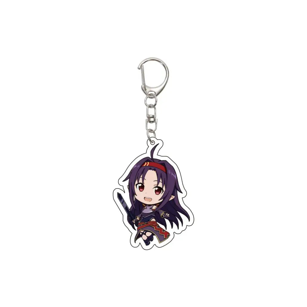 55MM Anime Sword Art Online Keychain Alice Synthesis Kirigaya Kazuto Yuuki Asuna Key Chain Acrylic Model Plate Christmas Gifts