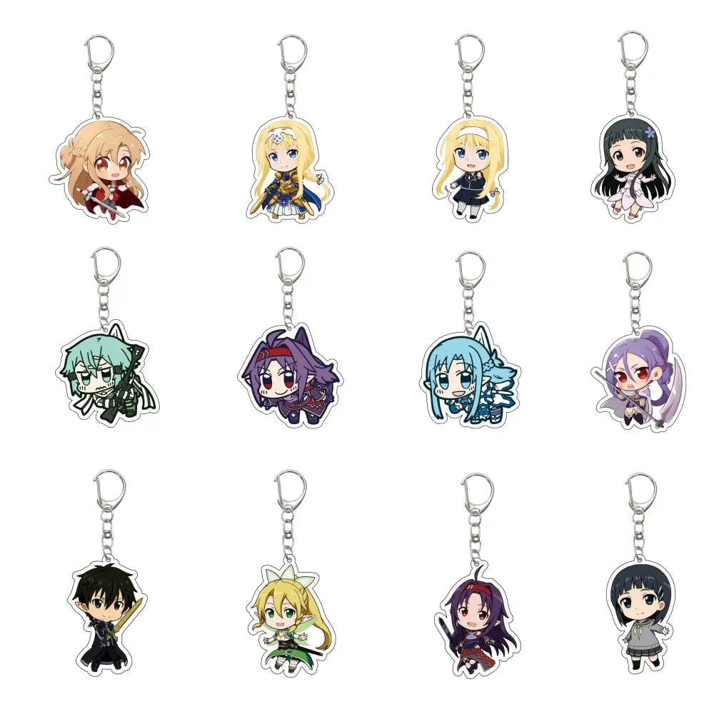 55MM Anime Sword Art Online Keychain Alice Synthesis Kirigaya Kazuto Yuuki Asuna Key Chain Acrylic Model Plate Christmas Gifts