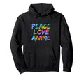 Cartoons Japan Peace Love Anime Hoodie - Streetwear Style for Adults
