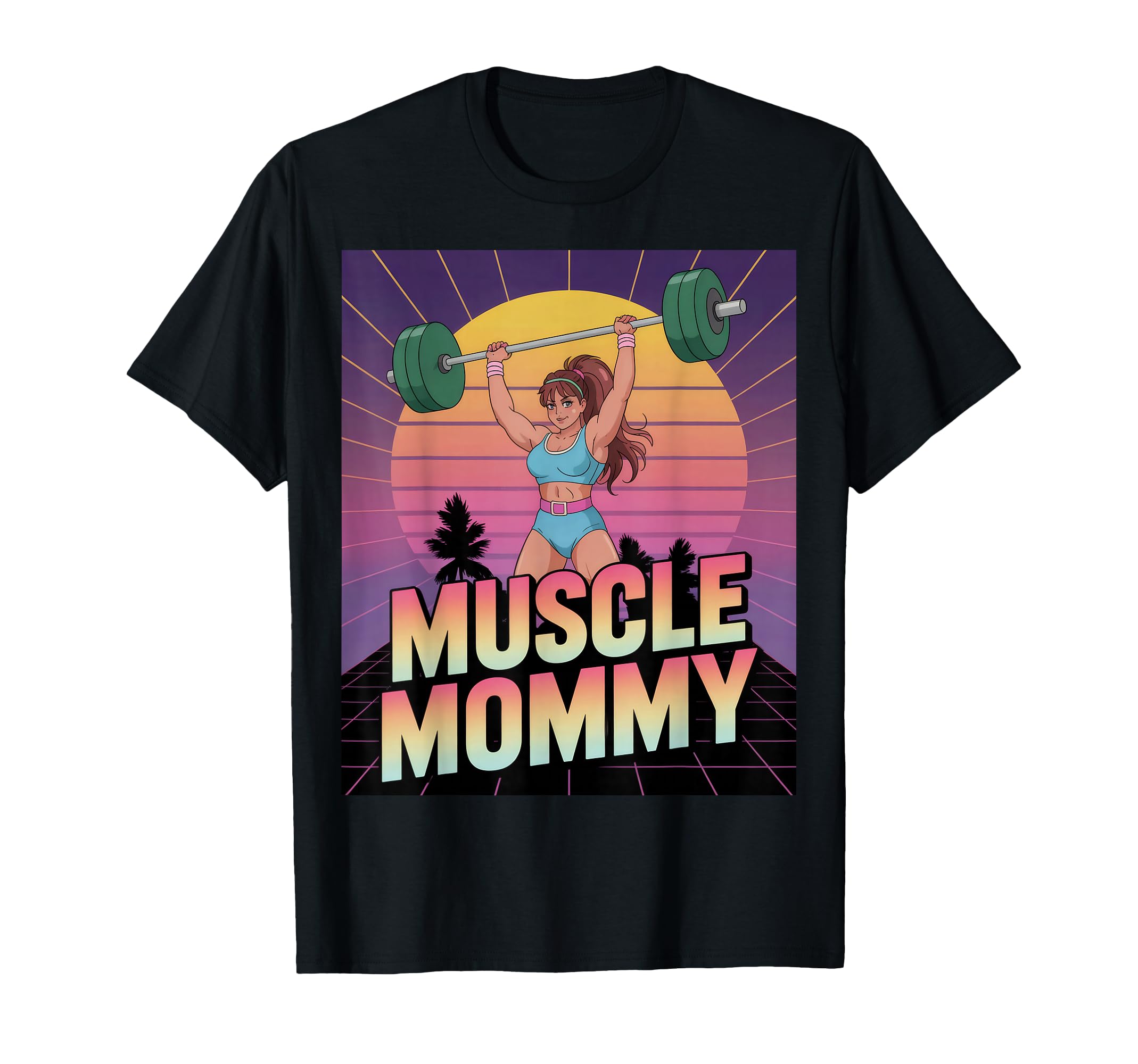 Anime Muscle Mommy Weightlifting Fitness T-Shirt - Minimalist Print Unisex
