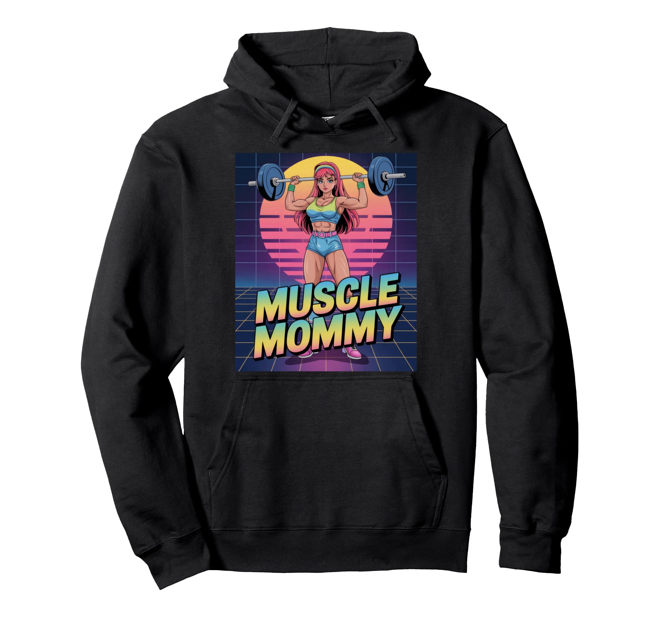 Anime Muscle Mommy Weightlifting Hoodie - Casual Everyday Wear for Adults