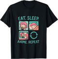 Authentic Eat Sleep Anime Repeat Kawaii T-Shirt - Unique Graphic Men Women
