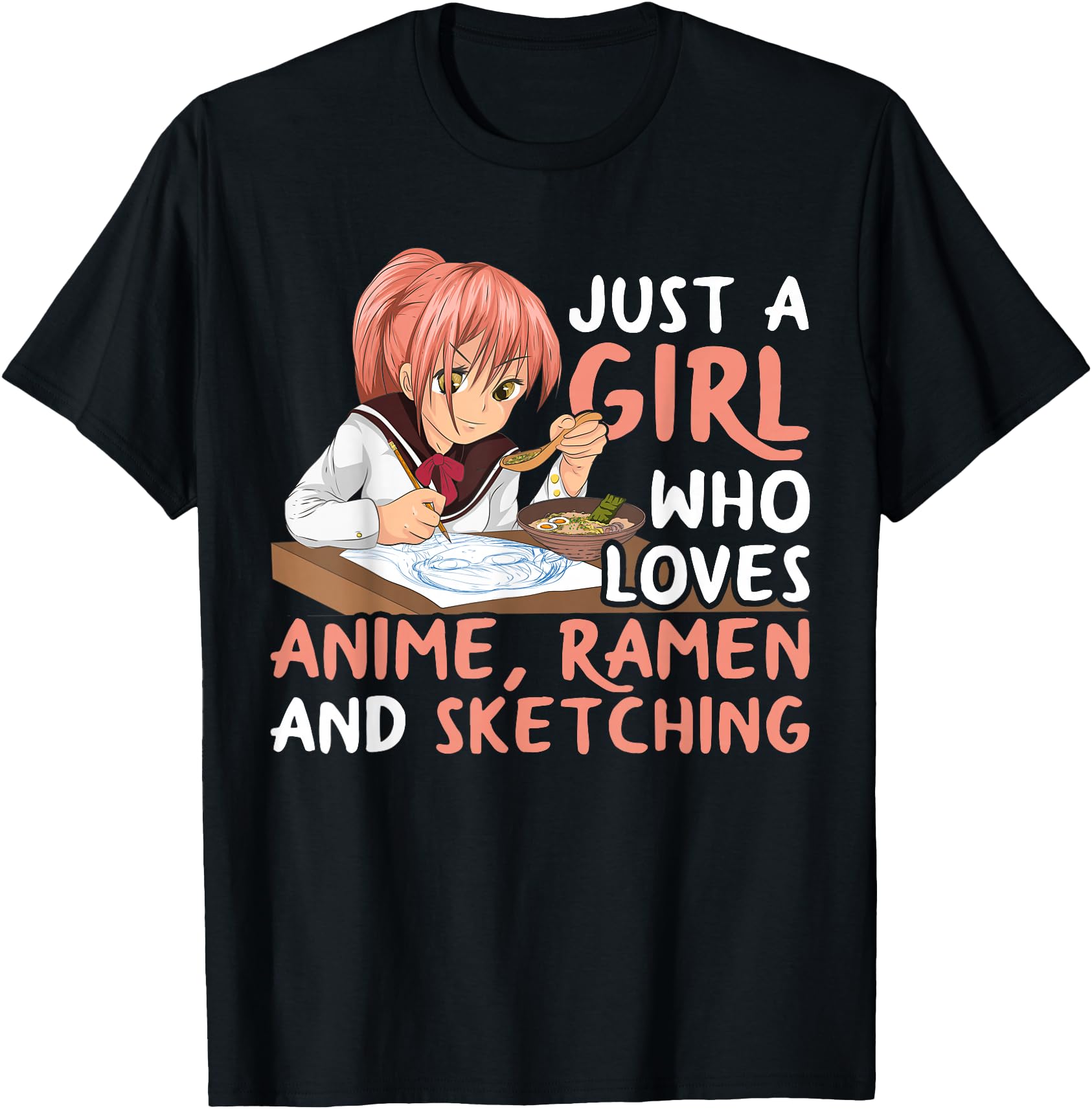 Exclusive Just Who Loves Anime Ramen And T-Shirt - Minimalist Print Unisex