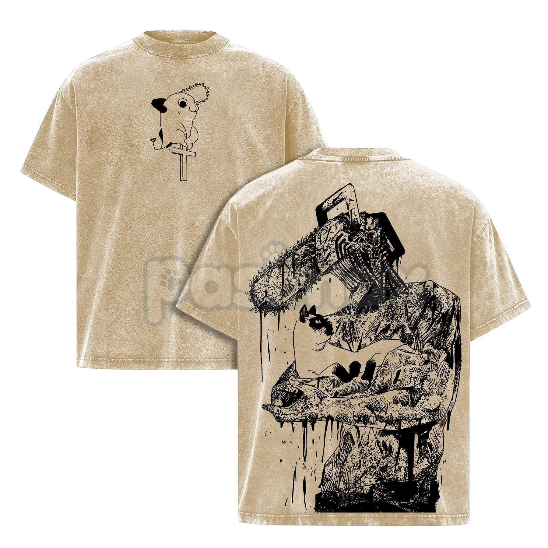 Chainsaw Man Denji T-Shirt – Vintage Washed Oversized Heavy Cotton Tee, Anime Streetwear