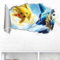 New 3D Pikachu Wall Sticker Pok é mon Wallpaper Self adhesive Cartoon Graffiti Anime Poster Children's Room PVC