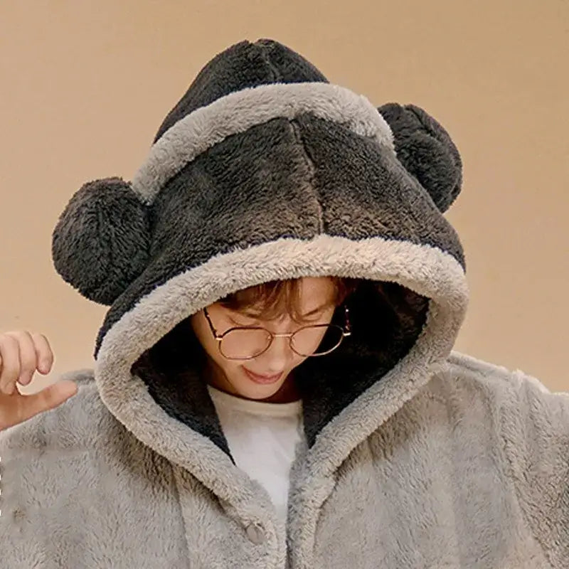 One Piece Luffy Bathrobe: Winter Coral Fleece Pajama Set