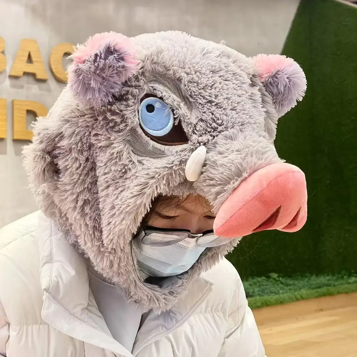 Inosuke Boar Head Plush Cosplay Neck Pillow | Travel