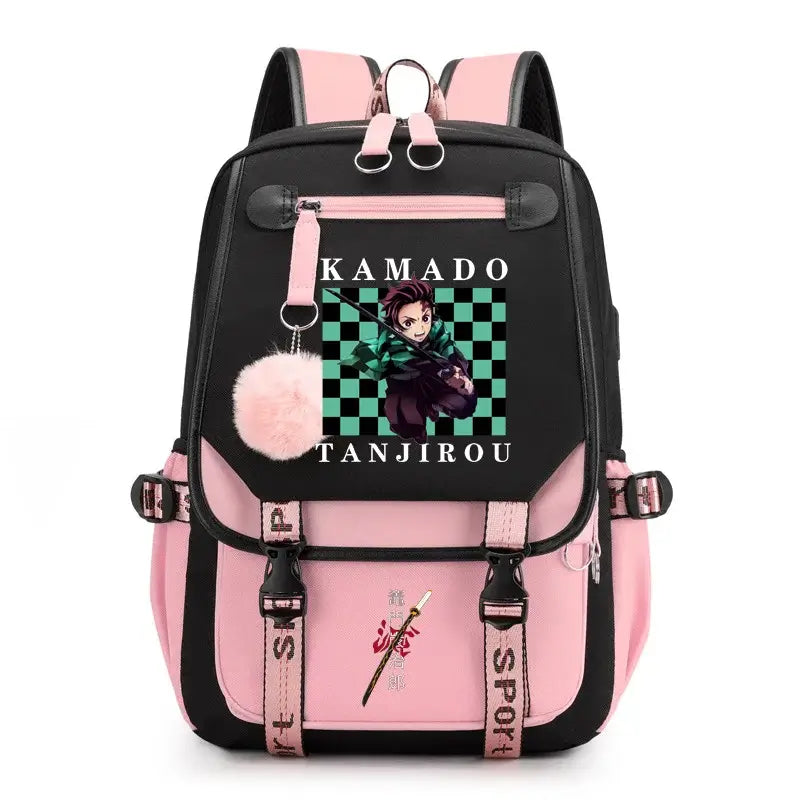 Kamado Tanjirou Backpack: Large Capacity Anime School Bag