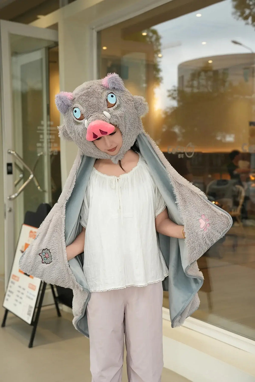 Inosuke Boar Head Plush Cosplay Neck Pillow | Travel