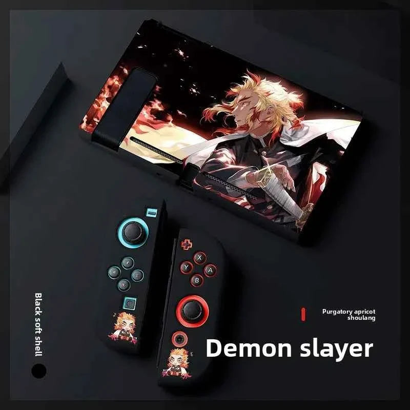 Demon Slayer TPU Soft Frosted Shell Anime Protective Case Split Silicone Rubber Protective Case for Switch Oled Game Accessories