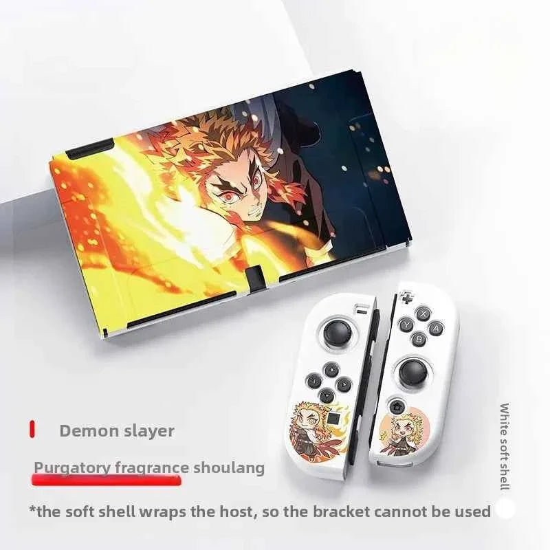 Demon Slayer TPU Soft Frosted Shell Anime Protective Case Split Silicone Rubber Protective Case for Switch Oled Game Accessories