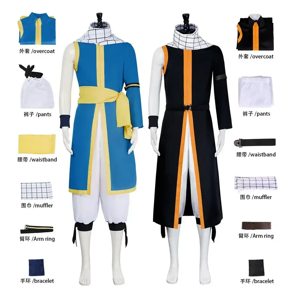 Natsu Dragneel Fairy Tail Cosplay Costume Blue Black