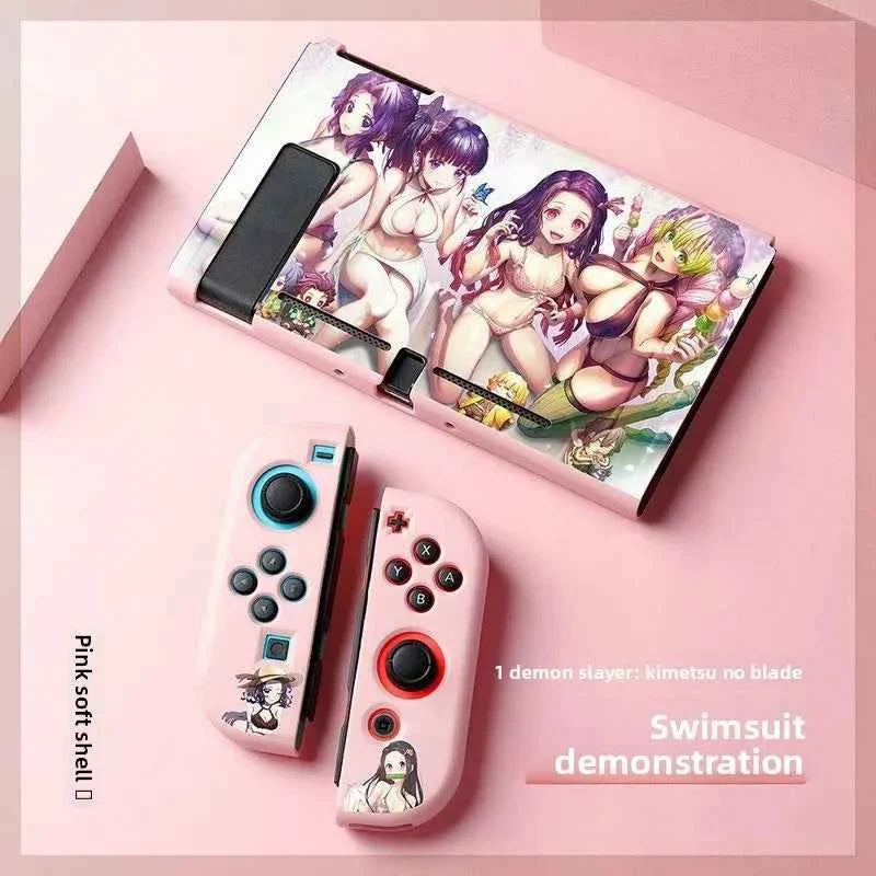 Demon Slayer TPU Soft Frosted Shell Anime Protective Case Split Silicone Rubber Protective Case for Switch Oled Game Accessories