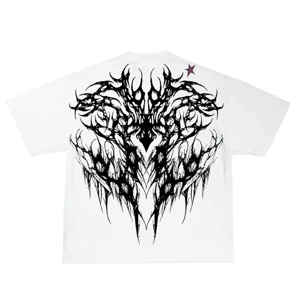 Oversized Cotton Tee Skull Print Unisex Streetwear Gym Top