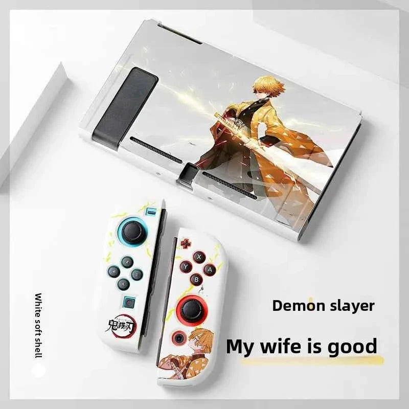 Demon Slayer TPU Soft Frosted Shell Anime Protective Case Split Silicone Rubber Protective Case for Switch Oled Game Accessories