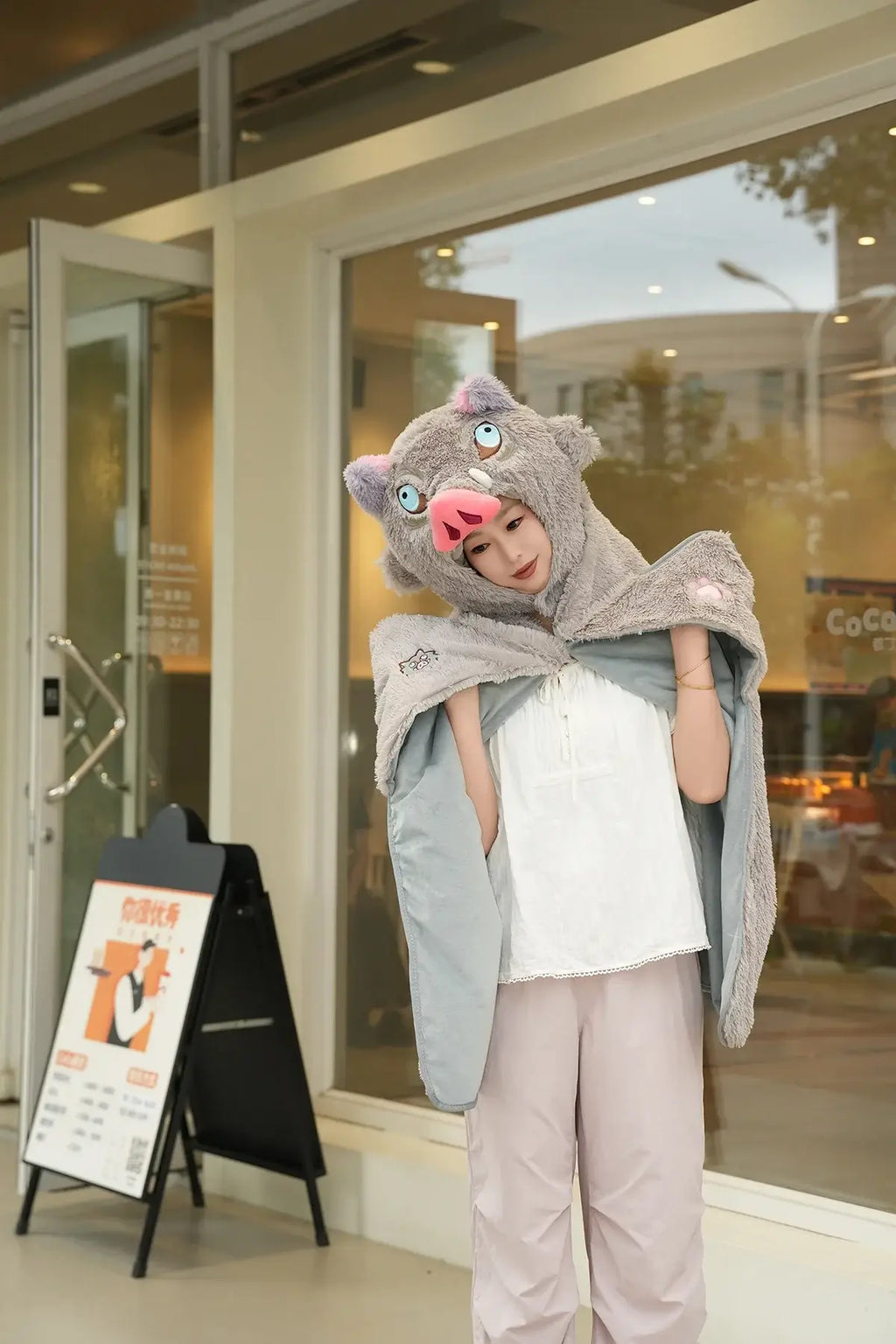 Inosuke Boar Head Plush Cosplay Neck Pillow | Travel