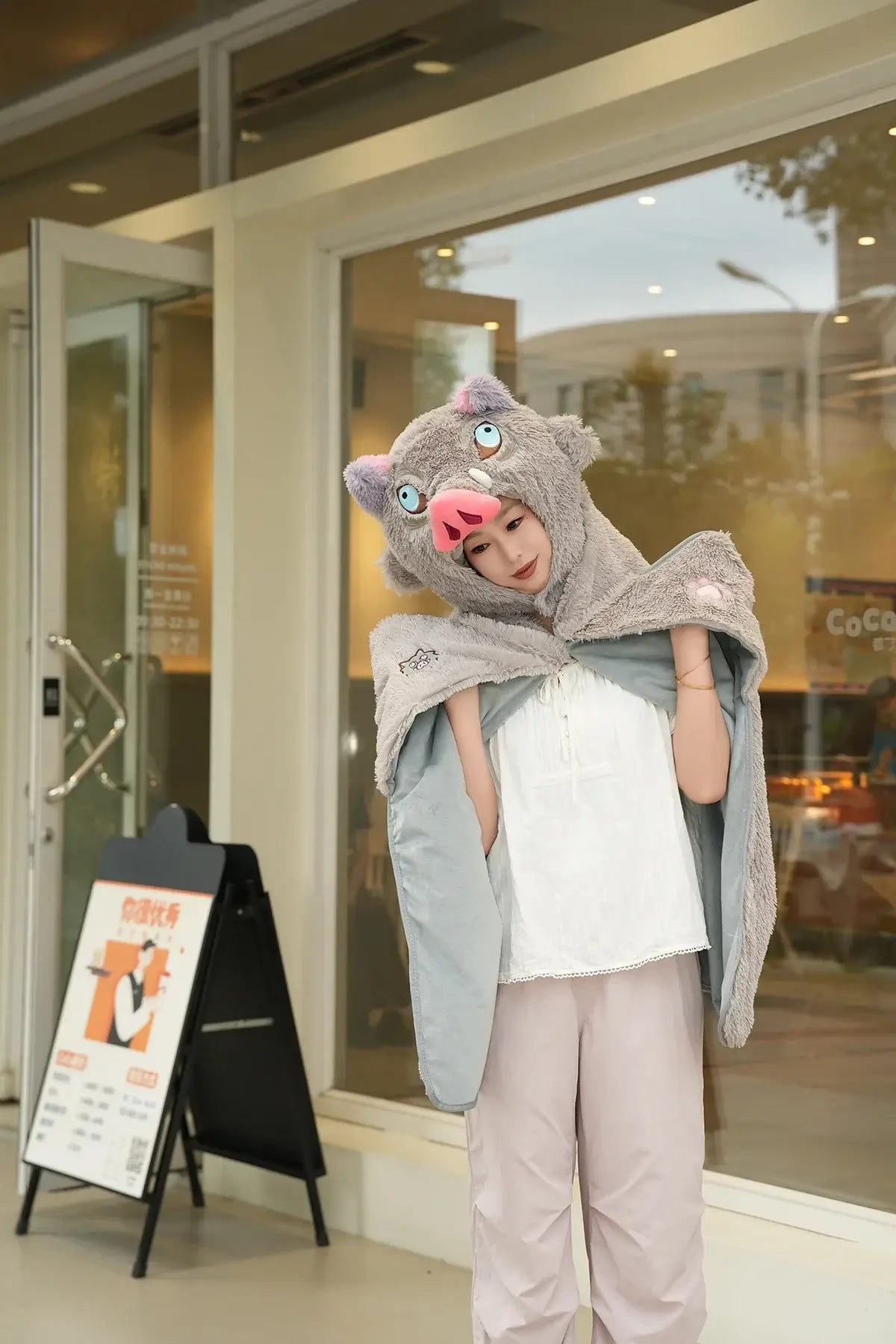 Inosuke Boar Head Plush Cosplay Neck Pillow | Travel