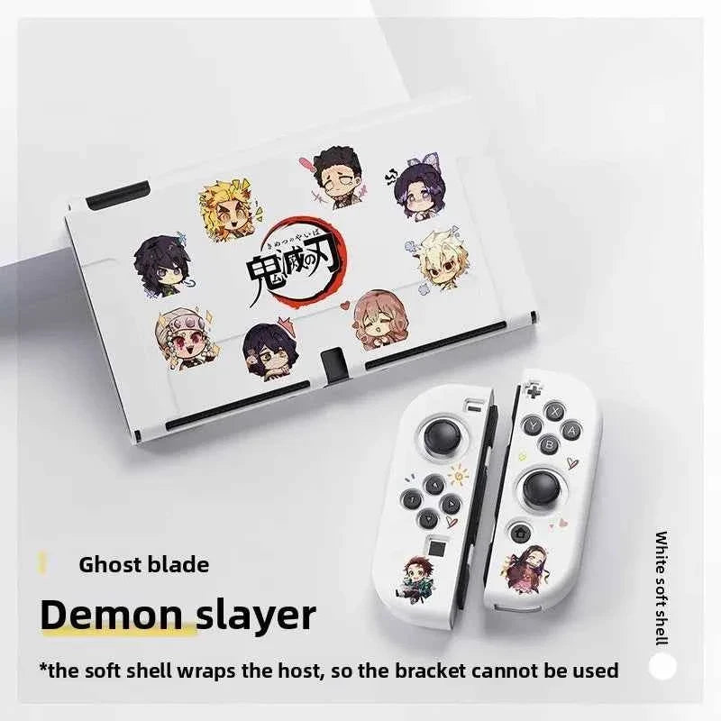 Demon Slayer TPU Soft Frosted Shell Anime Protective Case Split Silicone Rubber Protective Case for Switch Oled Game Accessories