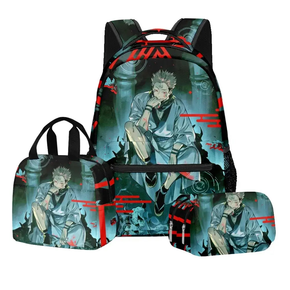 Jujutsu Kaisen Backpack Set: 3-Piece Anime School Bag Gift