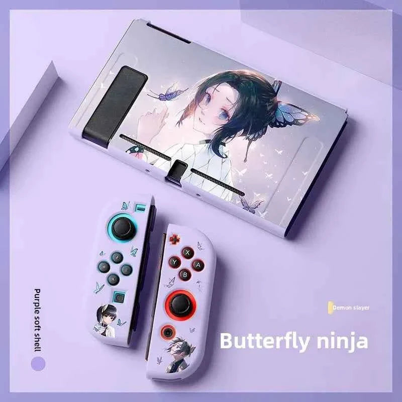 Demon Slayer TPU Soft Frosted Shell Anime Protective Case Split Silicone Rubber Protective Case for Switch Oled Game Accessories
