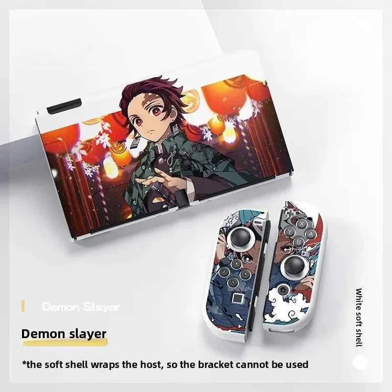 Demon Slayer TPU Soft Frosted Shell Anime Protective Case Split Silicone Rubber Protective Case for Switch Oled Game Accessories