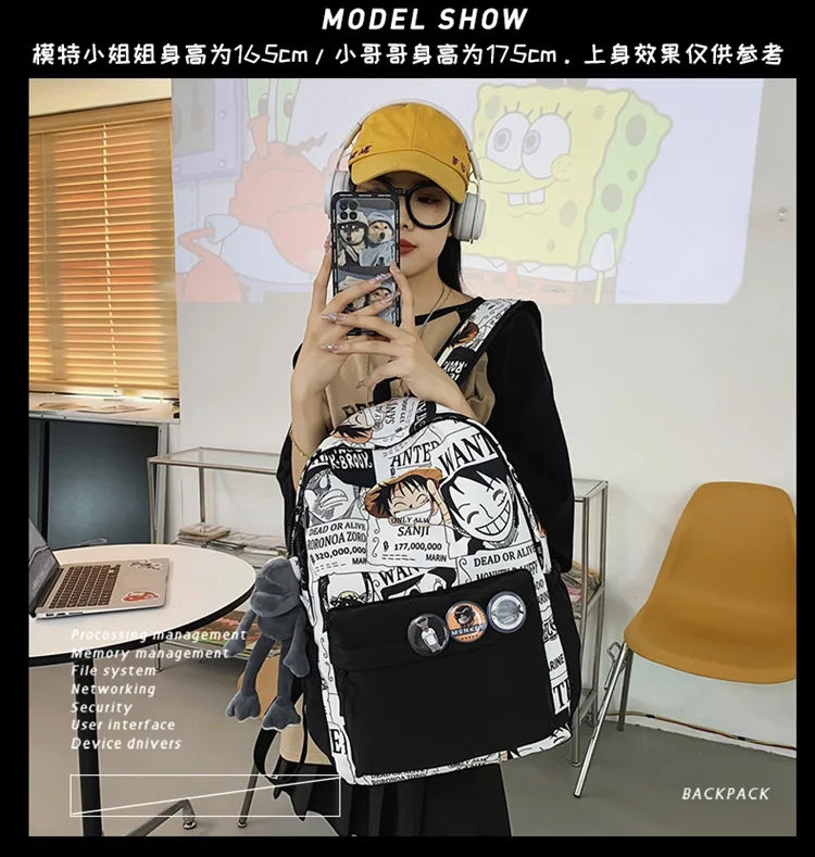 One Piece Luffy Anime Backpack | School Laptop Travel Bag