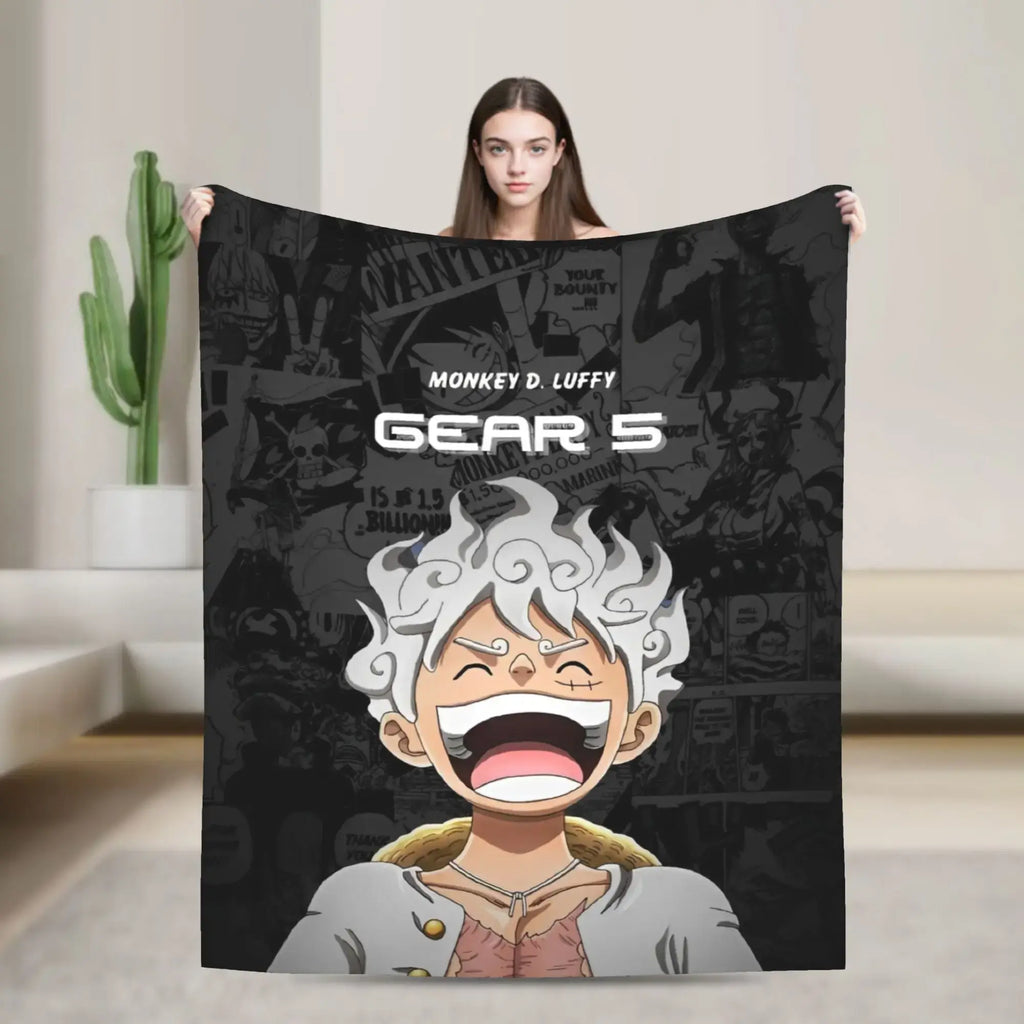 One Piece Luffy Blanket: Knitted Fleece Warm Anime Throw
