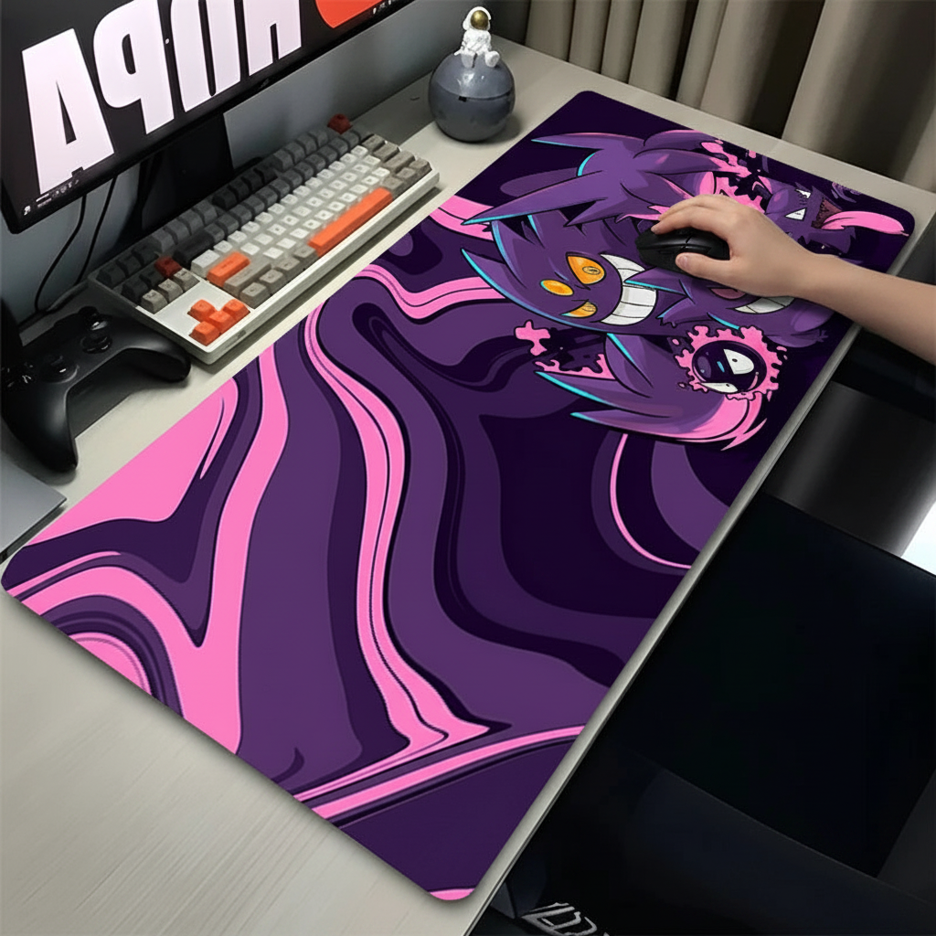 XXL Black Gaming Desk Mat – Anime Pokemon Gengar Mouse Pad for Laptop and PC