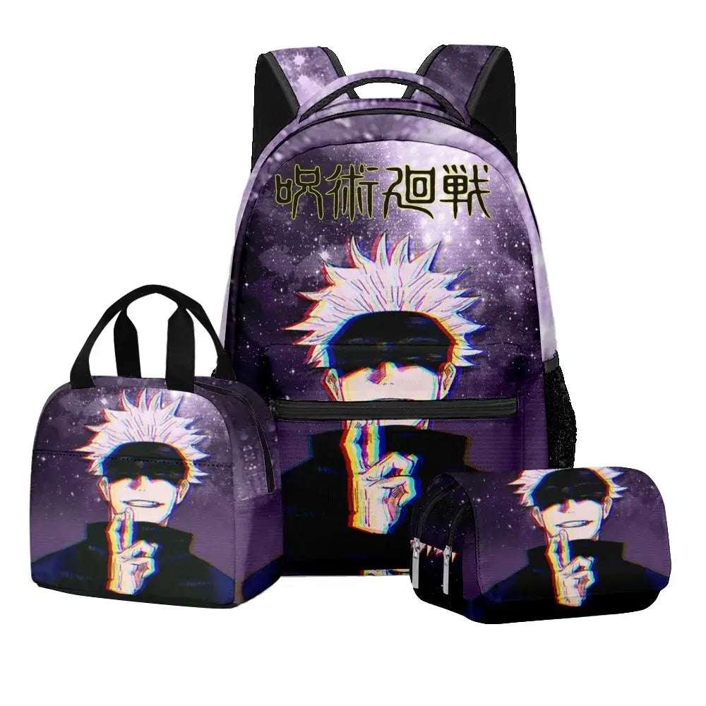 Jujutsu Kaisen Backpack Set: 3-Piece Anime School Bag Gift
