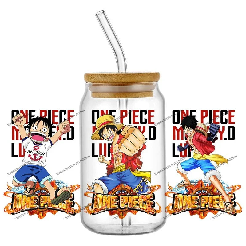 One Piece UV DTF Stickers 16oz 3D Cup Decals