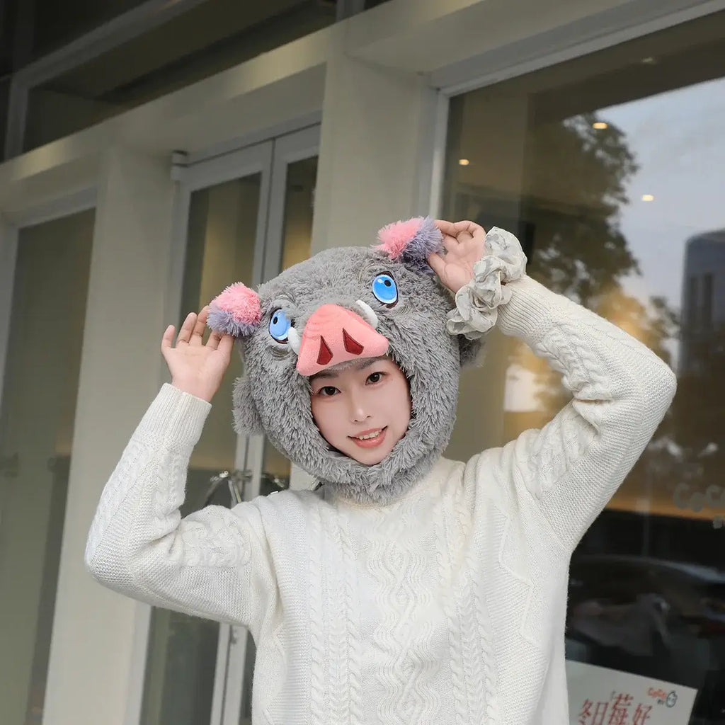 Inosuke Boar Head Plush Cosplay Neck Pillow | Travel