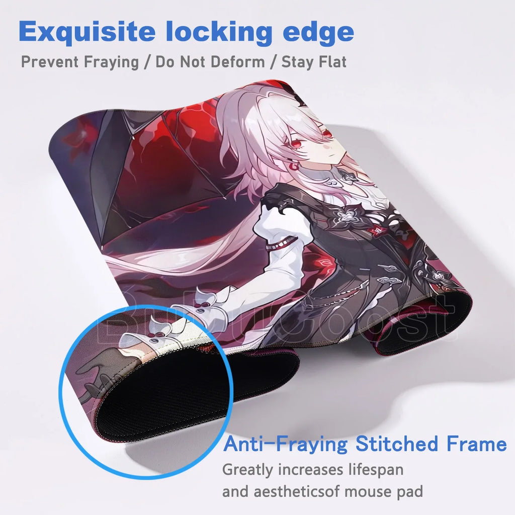Kawaii Girl Evernight March 7th Mouse Pad Honkai Star Rail Gaming Anime Mousepad Non-slip Desk Mat Large Protector Keyboard Pads