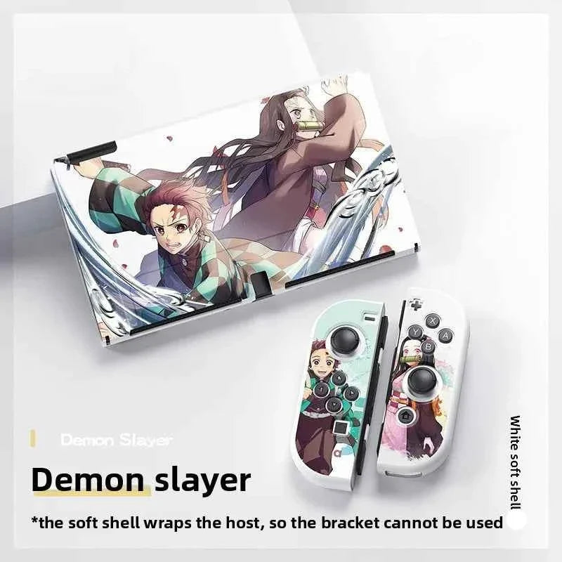 Demon Slayer TPU Soft Frosted Shell Anime Protective Case Split Silicone Rubber Protective Case for Switch Oled Game Accessories